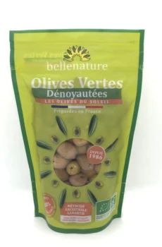 olives vertes dénoyautees bio sachet bellenature 400g