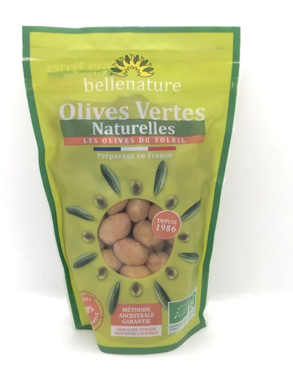 olives vertes natures entière bio bellenature sachet 500g recyclé