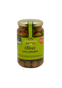 Olives vertes entières pimentées bio bellenature bocal