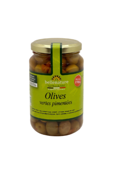 Olives vertes entières pimentées bio bellenature bocal