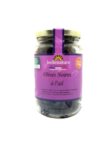 olives noires entières à l'ail bio bellenature bocal