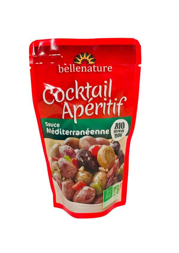 Cocktail olives apéritives bio sauce méditerranéenne Bellenature sachet