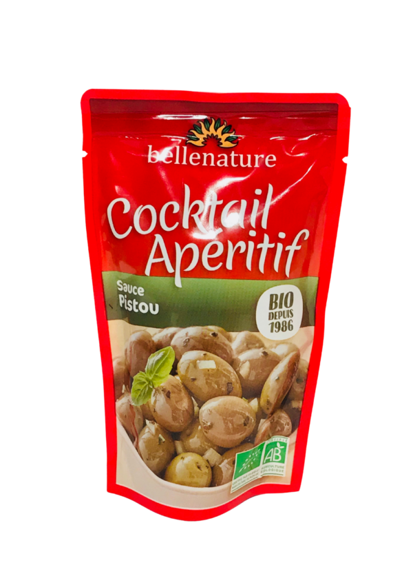 Cocktail olives apéritives bio sauce pistou Bellenature sachet