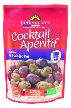 Olives apéritives cocktail sauce escabèche bio bellenature sachet recyclable