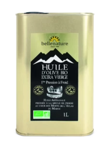 Huile d'olive bio extra vierge première pression maroc bidon 1L