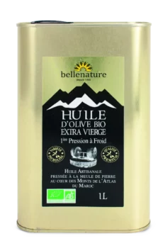 Huile d'olive bio extra vierge première pression maroc bidon 1L