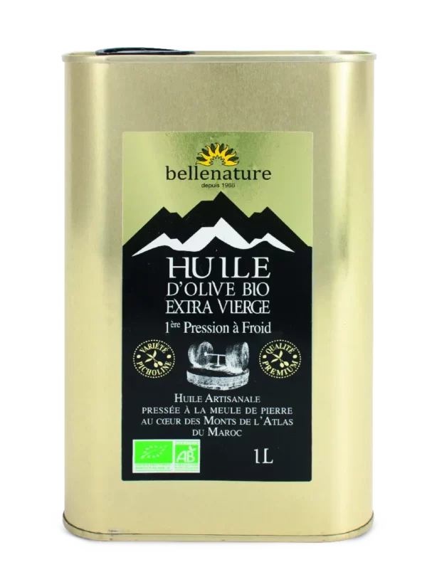 Huile d'olive bio extra vierge première pression maroc bidon 1L