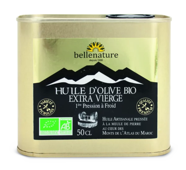 Huile d'olive bio extra vierge première pression maroc bidon 50cl
